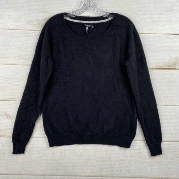 Apt 9 Sweater Womens L Black 100% Cashmere Pullover Round Neck Minimalist - Picture 1 of 8
